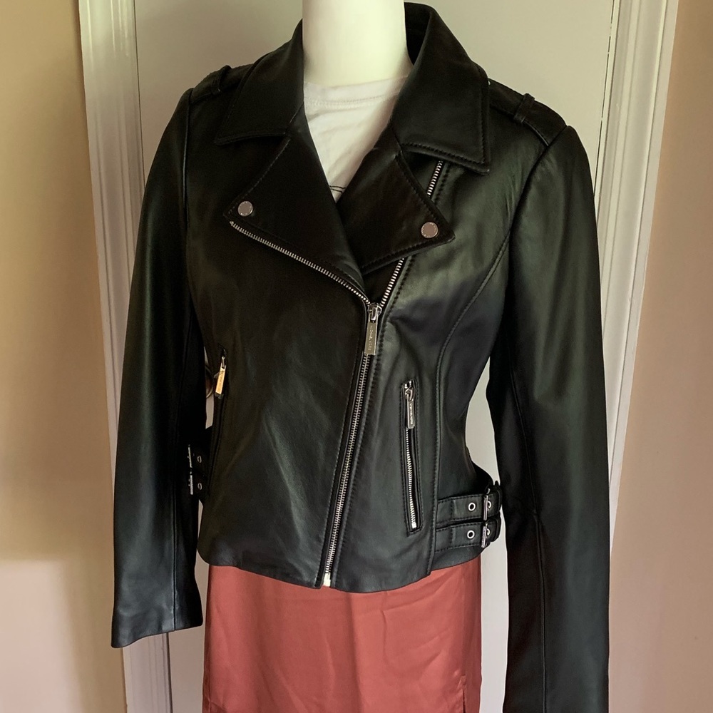 Michael Kors Leather Motorcylcle jacket Black L